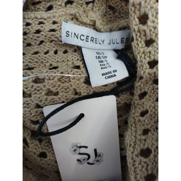 Sincerely Jules Cropped Beige Knit Hoodie Sweater Womens S. NWT. - Picture 3 of 6